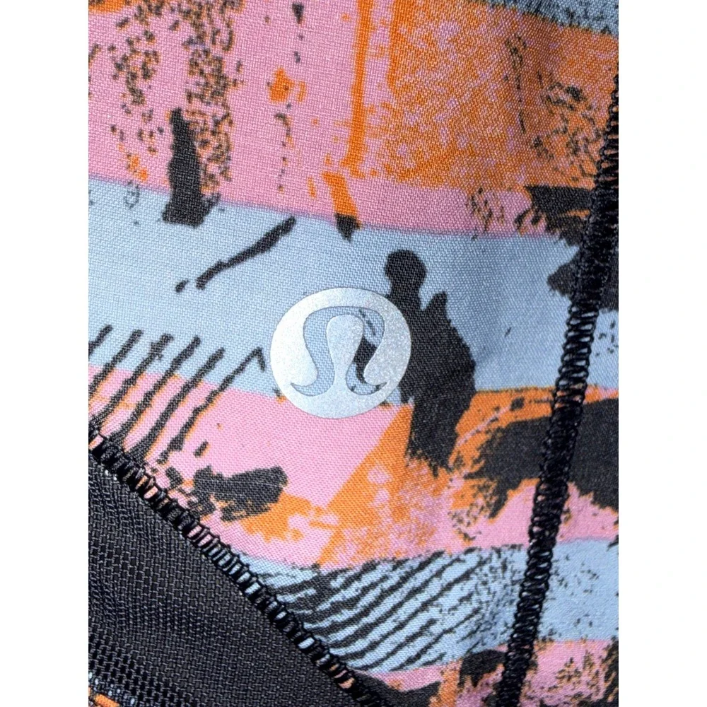 Lululemon Hotty Hot Shorts Pink Orange Blue Abstract Stripe Running Athletic